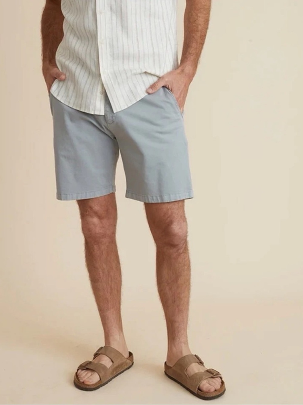 Marine Layer Men’s Chino Stretch Walk Short Organic Cotton Light Grey Size 30